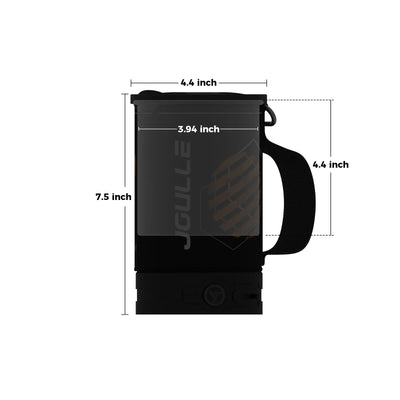 Stoke Voltaics kettle pot with handle, labeled with 7.5 inch height and width dimensions